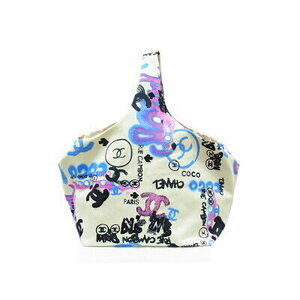 Chanel Coco Mark Graffiti Shoulder Bag Off White Blue Multicolor